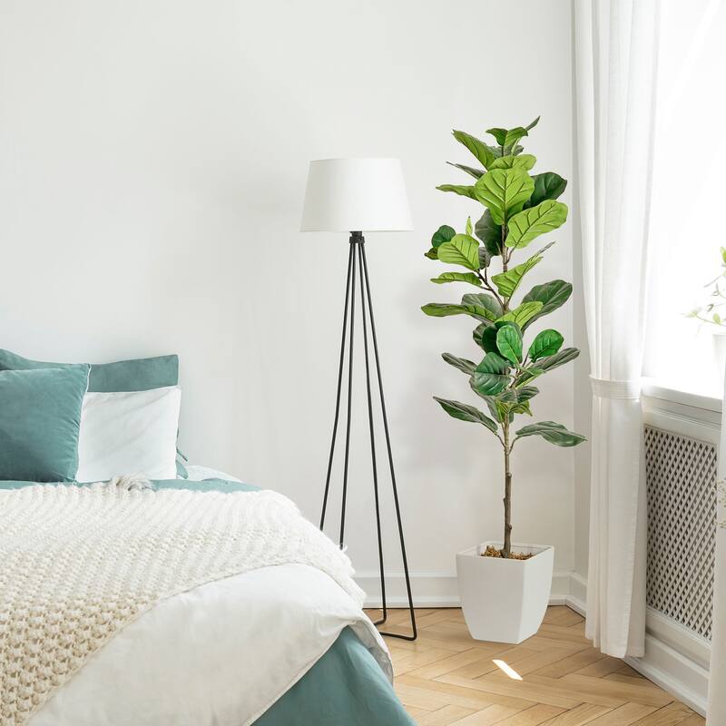 American Art Decor Artificial Faux Tree in White Tapered Ceramic Pot