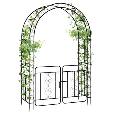 Gymax 84'' No Dig Arch Trellis Heavy-duty Metal Garden Arbor w/