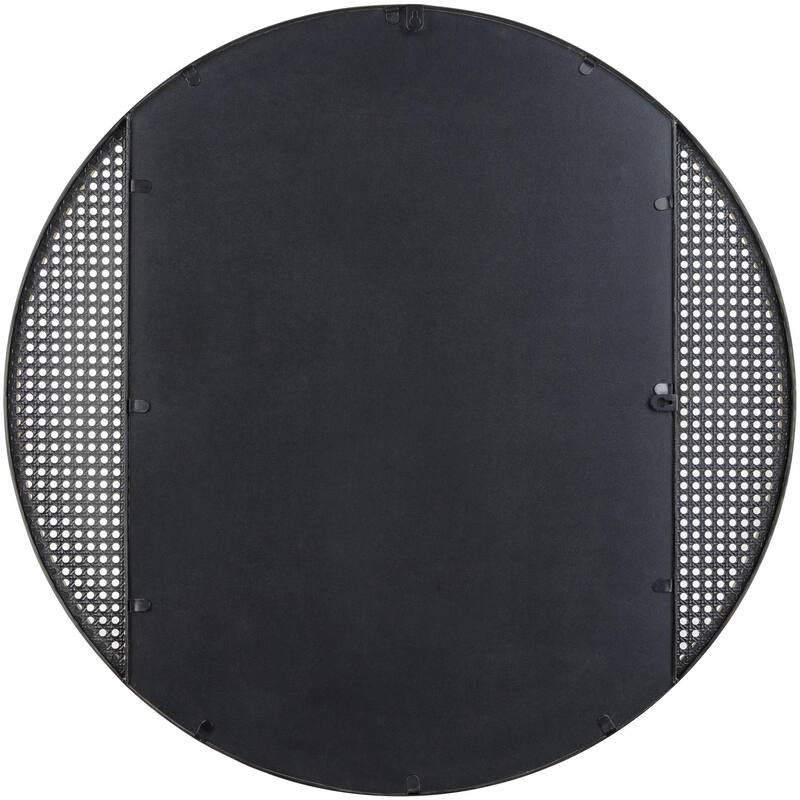 Aviva Modern Boho Cane & Black Round Wall Mirror
