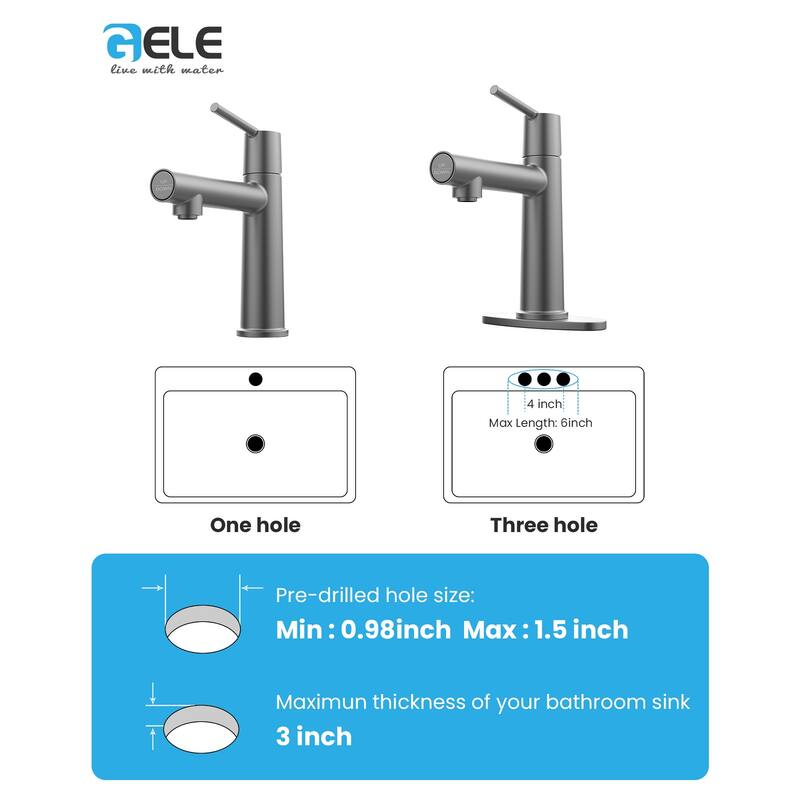 Single Handle Bathroom Faucet for1or3Holes,Fountain and Flow Mode Two-in-one function,with Two 9/16" Hoses