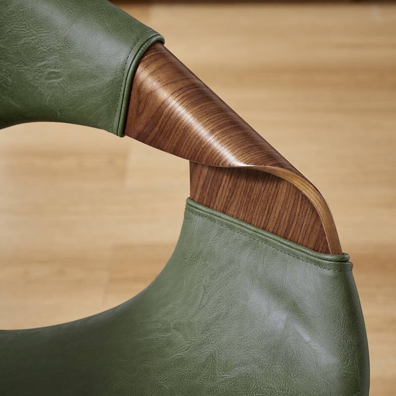 Mid-century Modern Faux Leather Bentwood Swivel Dining Chair