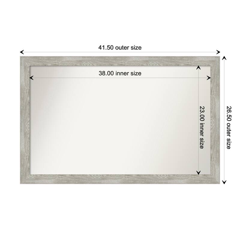 Dove Greywash Narrow Framed Non-Beveled Custom Wall Mirror, Bathroom Vanity Mirror - Outer Size: 41.5 x 26.5