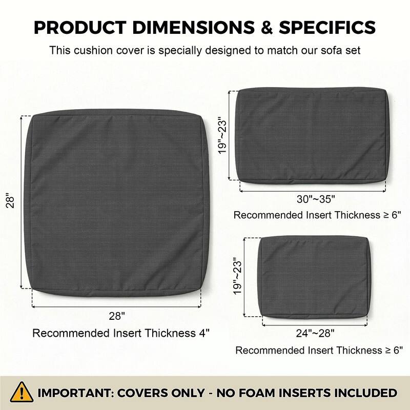 FINCATI 28" × 28" Outdoor Cushion Cover, Sofa Cushion Replacement Slipcover, Patio Seat Cover 28 Inches (COVER ONLY!)