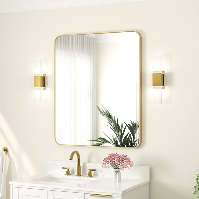 Modern Bathroom Wall Mounted Anodized Aluminum Framed Wall Vanity Mirror