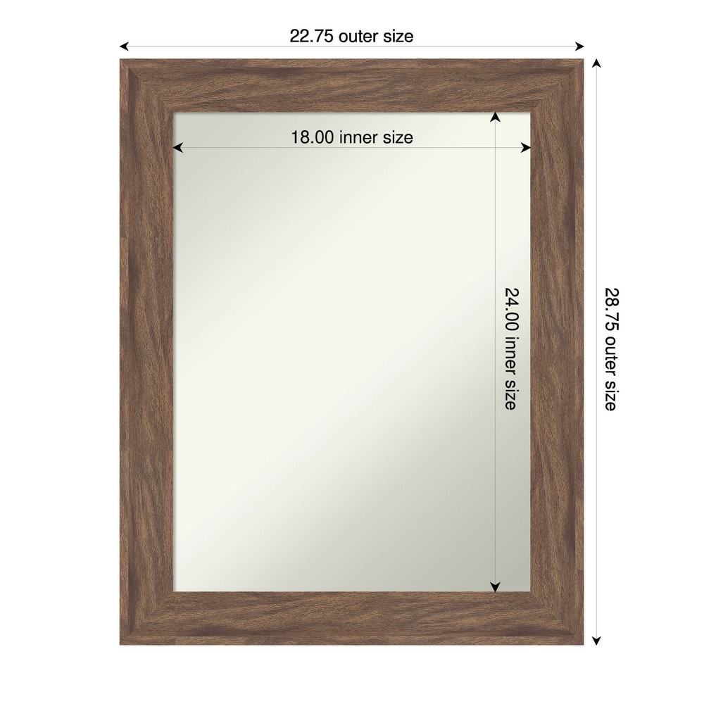 Pia Medium Brown Non-Beveled Framed Bathroom Vanity Wall Mirror - Pia Medium Brown