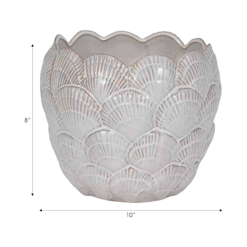 Sagebrook Home White Seashell Planter