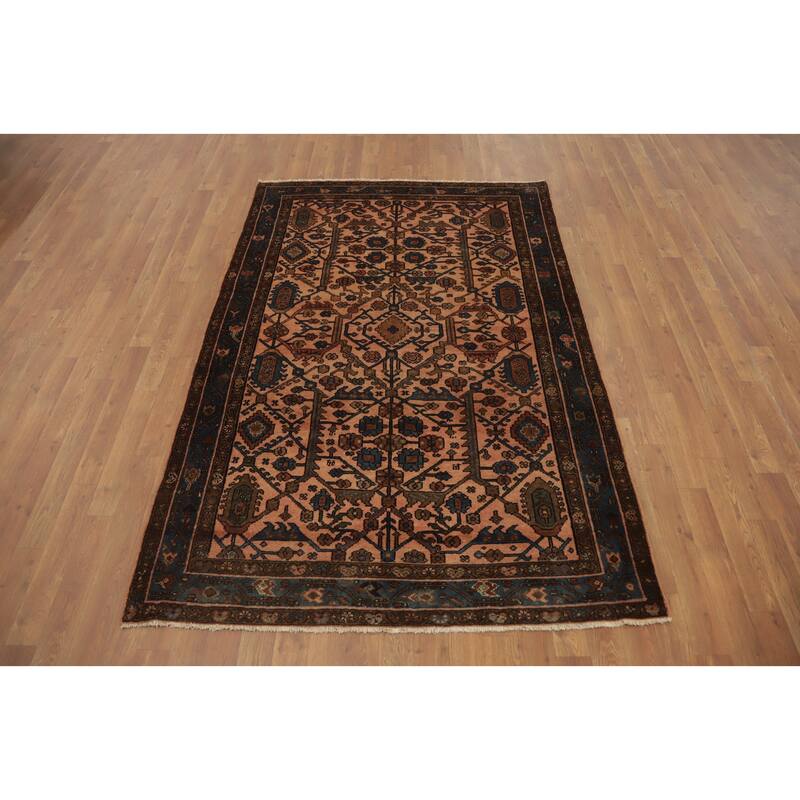 Hand Knotted Oriental 100% Wool Carpet Traditional Floral Peach Lilian Area Rug - 6' 6'' X 4' 5''