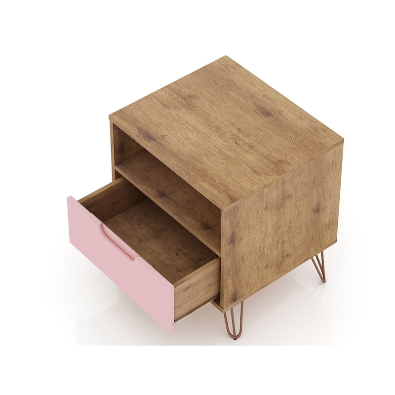 Manhattan Comfort Rockefeller 1-Drawer Nightstand (Set of 2)