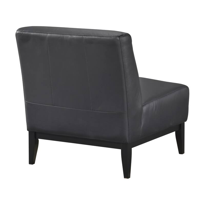 Hayes 28.5" Leather Accent Chair - Black Finish Solid Wood Legs
