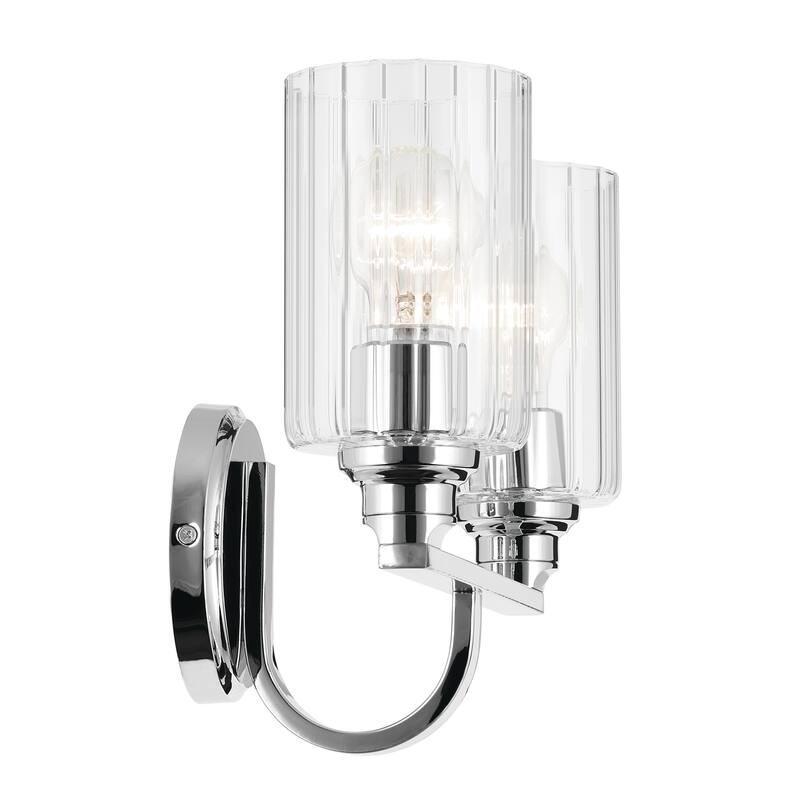 Kichler Lighting Gioe 14.25" 2-Light Vanity Light with Clear Fluted Glass in Chrome