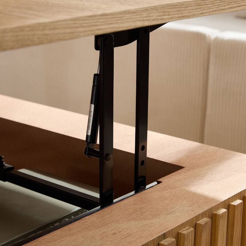 GDF Studio - Aponaug Modern Handcrafted Lift-Top Drum Coffee Table with Hidden Storage