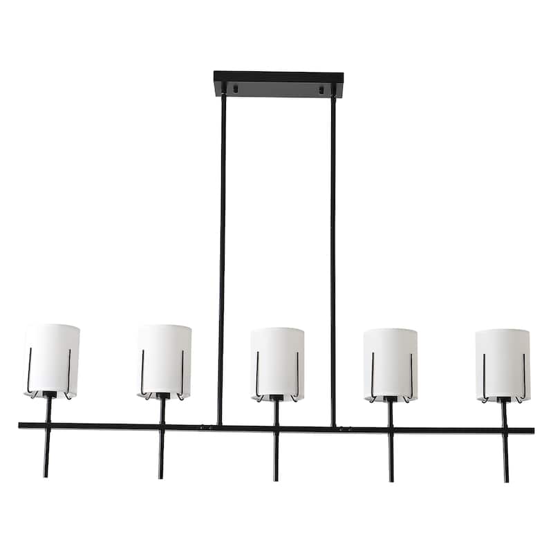 5-light Fabric Kitchen Island Chandelier - Matte Black