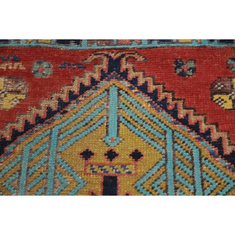 Hand Knotted Oriental 100% Wool Carpet Traditional Tribal Oranges & Rust Ardebil Runner Rug - 9' 5'' X 3' 1''