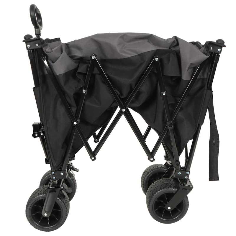 Tall Heavy-Duty Folding Wagon Cart with 480lbs Capacity - All-Terrain Wheels, Side Pockets, Brakes & Drink Holders