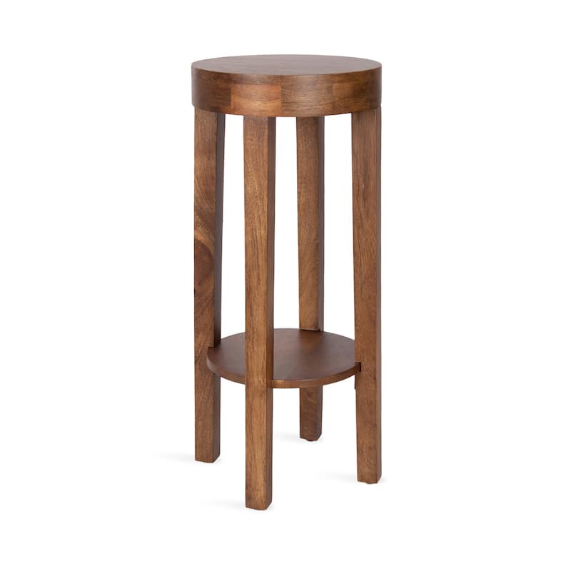Kate and Laurel Talcott Round Wood Side Table - 12x12x28 - Walnut Brown