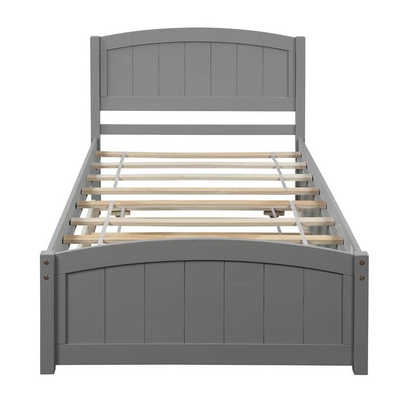 Twin Size Wooden Platform Bed with Trundle