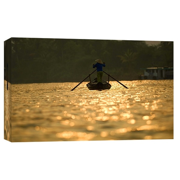 PTM Images 9-101934 PTM Canvas Collection 8" x 10" - "Mekong Delta Vietnam" Giclee Silhouettes Art Print on Canvas