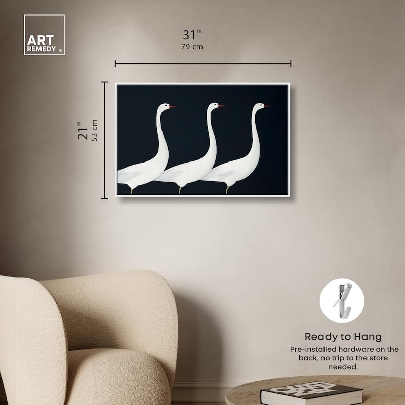 Trio of Swans Canvas by Art Remedy