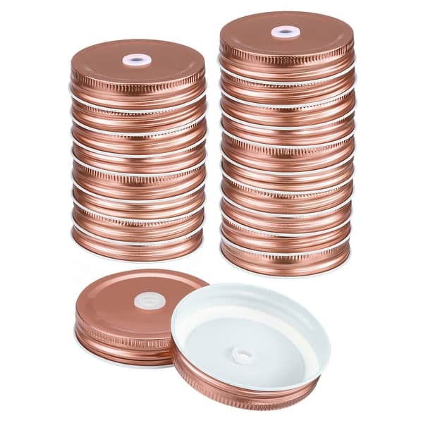 slide 2 of 9, 30Pcs 70mm Tinplate Mason Jar Lids Regular Mouth with Straw Hole