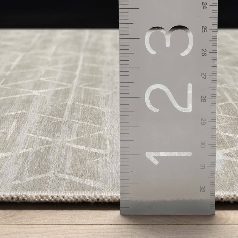 Well Woven Abstract Kintsugi Modern Geometric Flat-Weave Machine Washable Area Rug