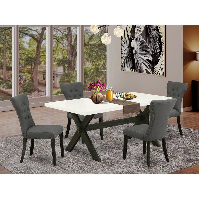 Rectangular Dining Table Set with 4 Parsons Chairs - Modern Kitchen Table and Chair Set - 72