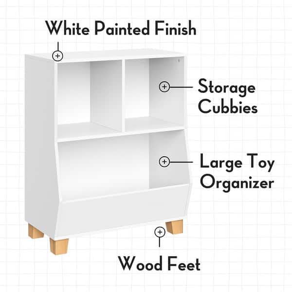 dimension image slide 2 of 4, RiverRidge Kids Catch-All 24in Toy Storage Organizer with 2 Cubbies and 2 Storage Compartments - with Optional Bins