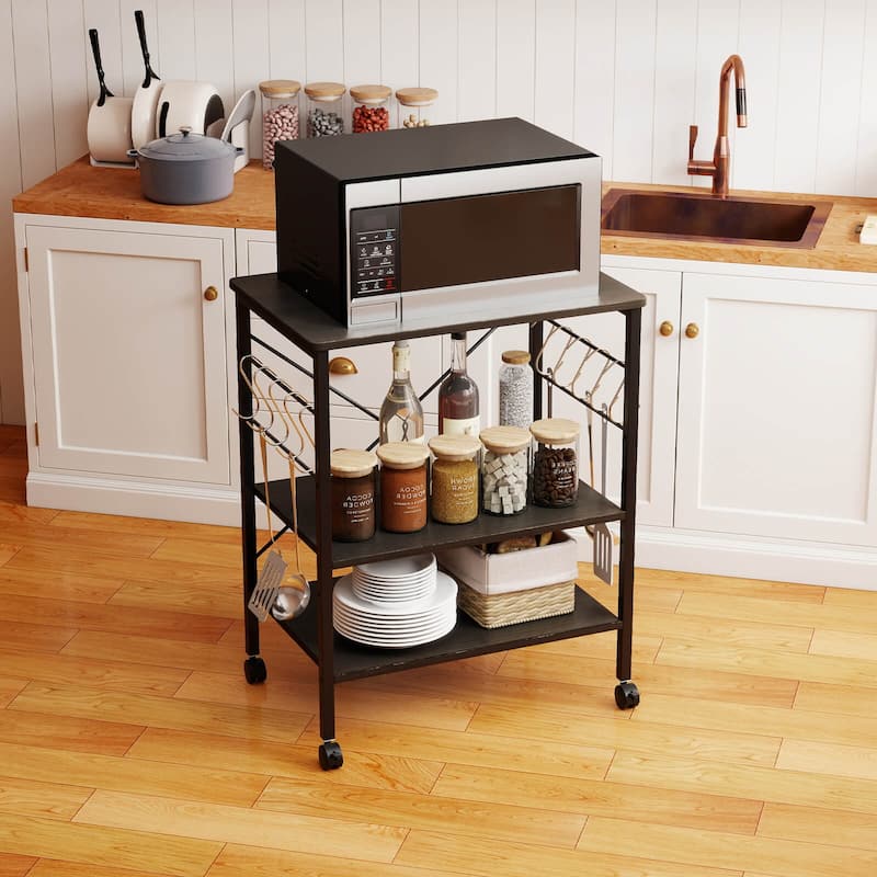 Costway 3-Tier Kitchen Baker's Rack Microwave Oven Storage Cart w/ - See details