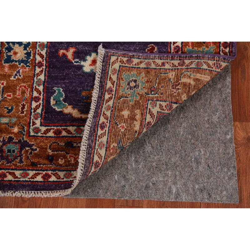 Hand Knotted Oriental 100% Wool Carpet Transitional Floral Purples Oushak Runner Rug - 9' 11'' X 2' 8''