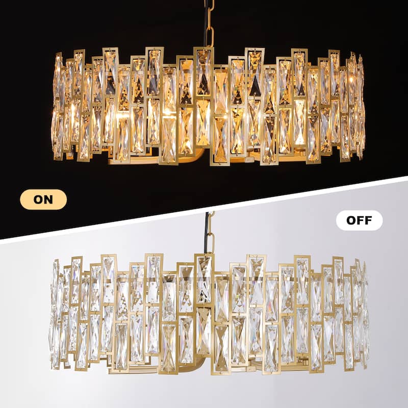 Starsky 8-Light 24in. Modern Crystal Drum Ceiling Lights Round Chandelier