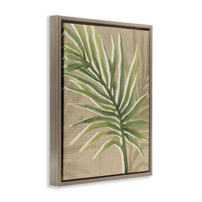 Stupell Natural Curved Palm Leaf Framed Floater Canvas Wall Art Design By June Erica Vess