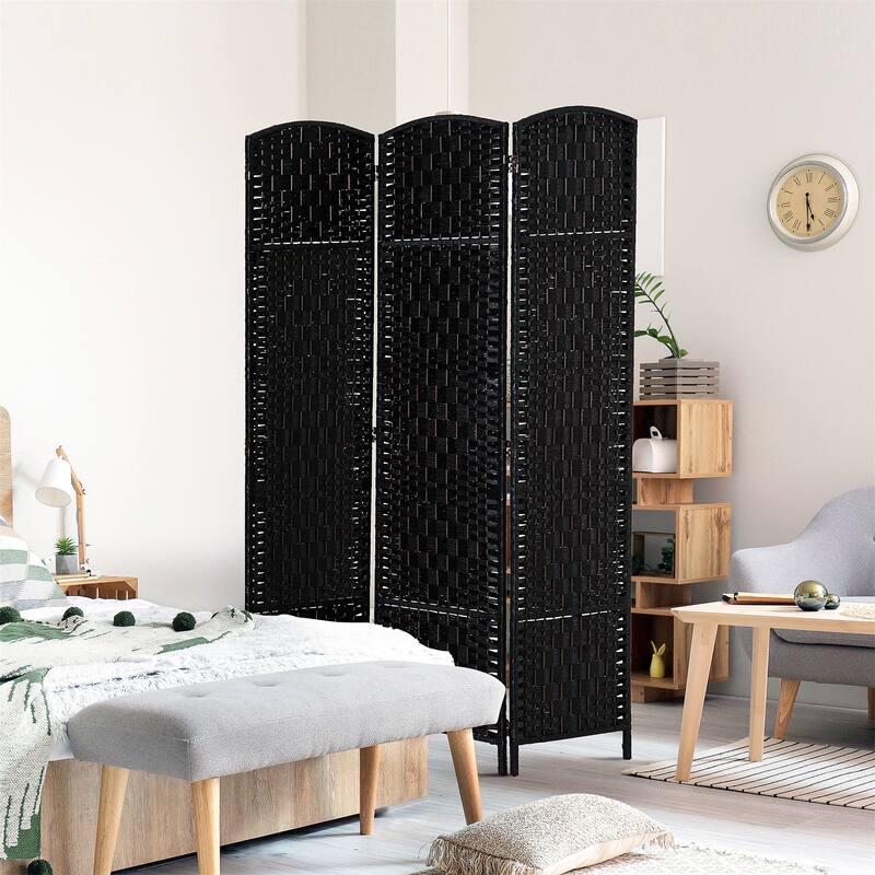 Wicker Weave 3 Panel Room Divider Privacy Screen