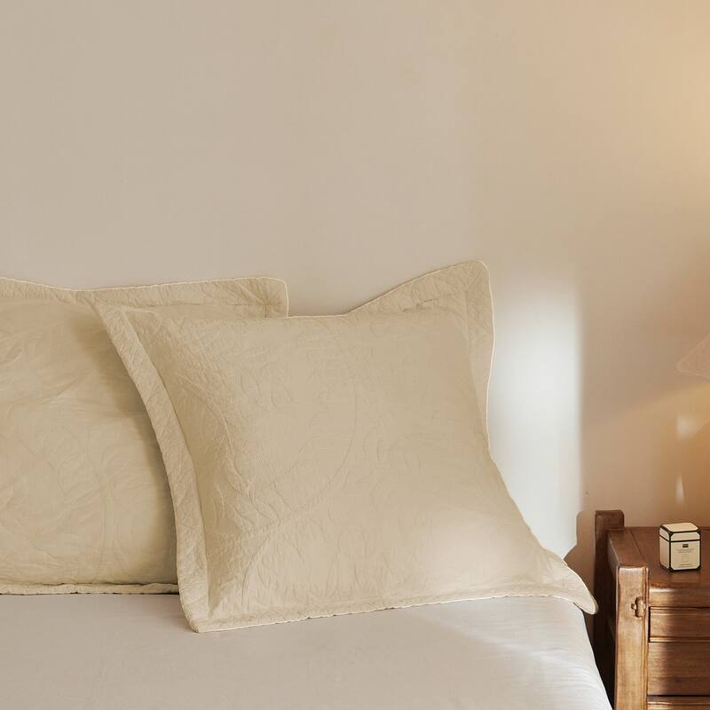 2 Pcs Cotton Embroidered Quilted Euro Shams 26"x26"