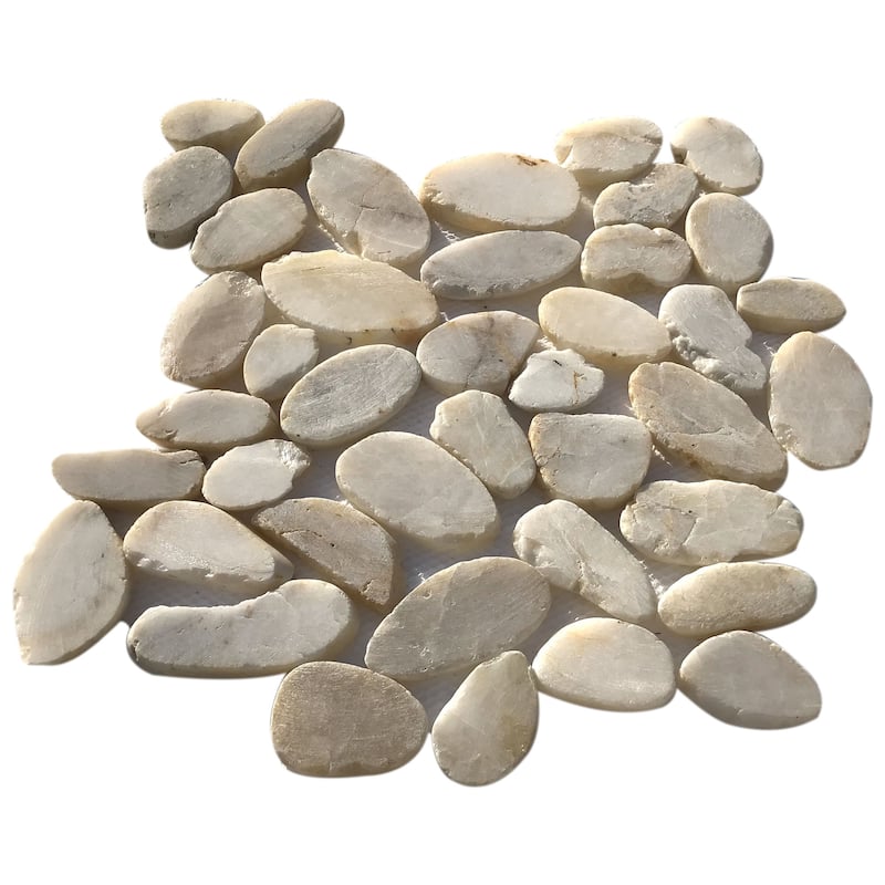 Khaki Natural Stone Sliced Pebble Mosaic Tile
