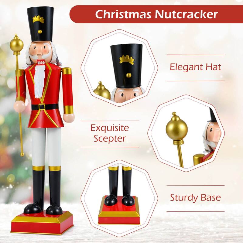 Costway 32.5” Christmas Nutcracker with High Hat & Beautiful Scepter, - See Details