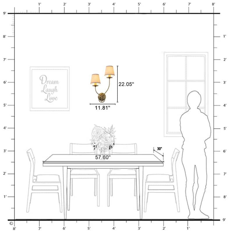 Antique Bronze Finish Wall Sconce with Trapezoid Linen Shade