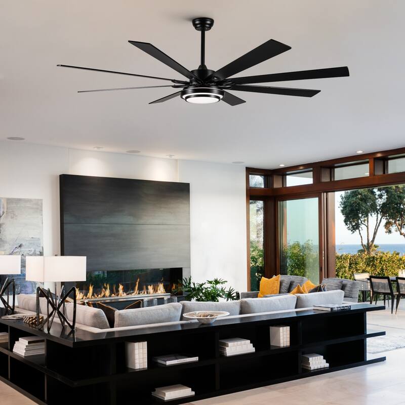 Gabriel 72 in. Indoor Black PlyWood Smart Ceiling Fan with Integrated LED, Works with Alexa/Google