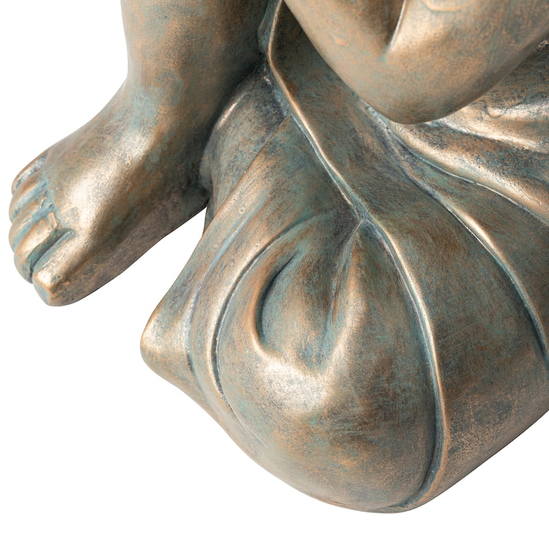 Glitzhome Zen-Style MgO Meditating Garden Buddha Statues Monk Sculpture Indoor Outdoor