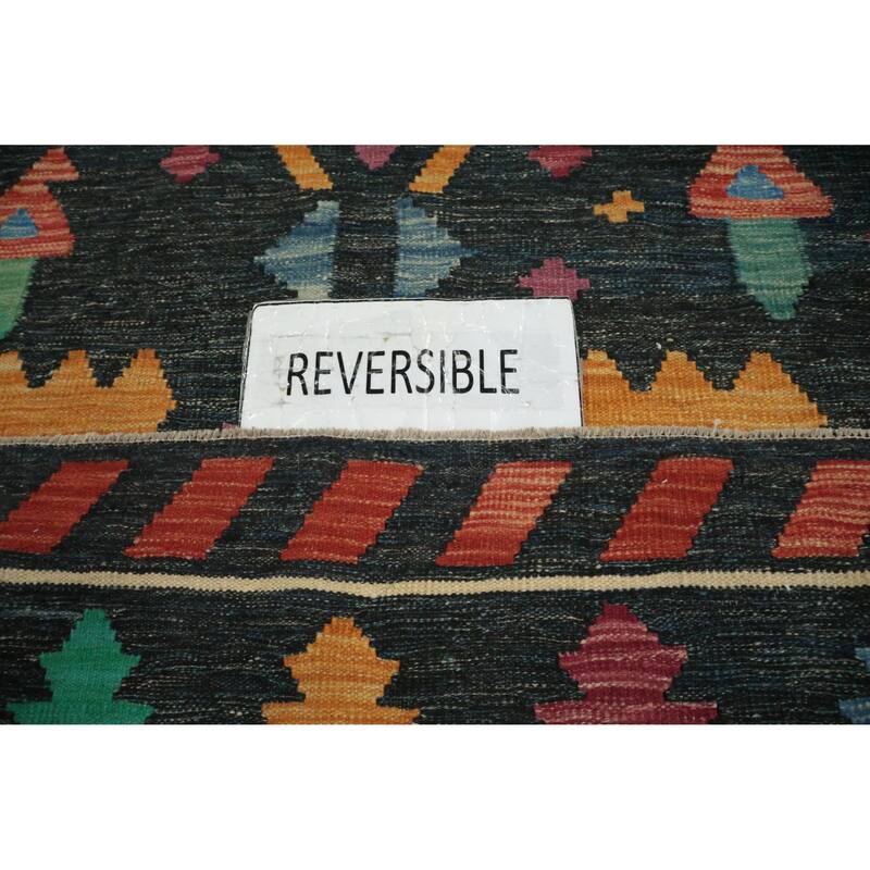 Hand Woven Oriental 100% Wool Carpet Southwestern Tribal Multi-Colored Kilim Area Rug - 9' 10'' X 6' 3''