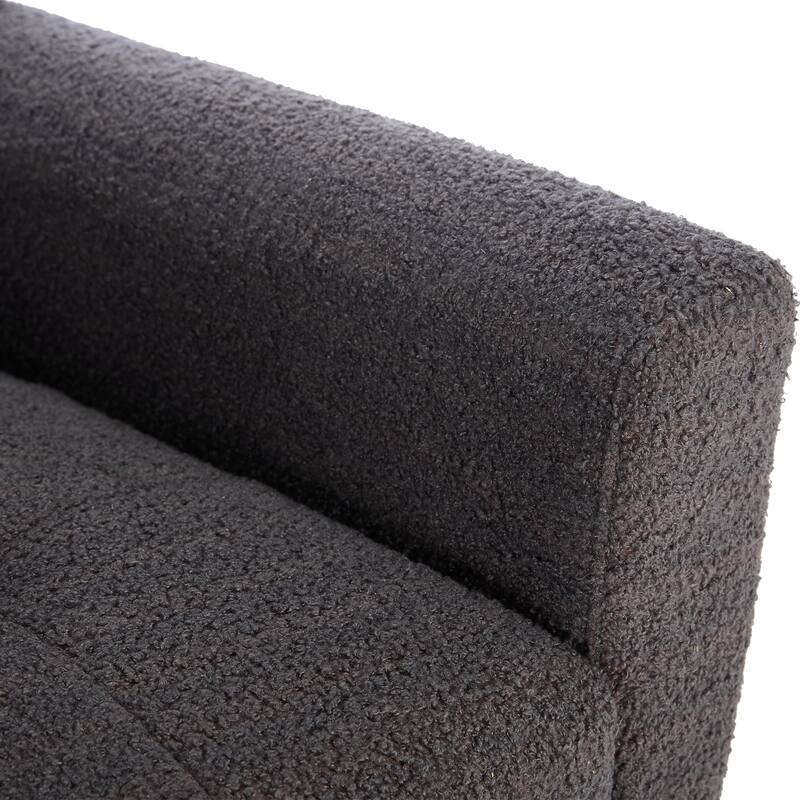 Grey Teddy Modern 29.53" Upholstered Buttons Tufted Accent Chair with Black Solid Wood Legs