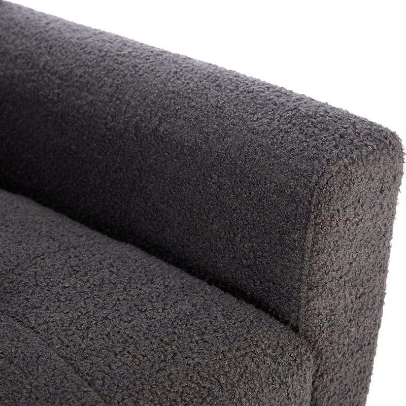 Teddy Fabric Accent Chair with Padded Seat, Curved Back and Black Wood Legs, 250lb Capacity