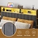 preview thumbnail 6 of 7, Queen Platform Bed Frame with Storage Shelves, LED Lights, Charging Station and Dark Grey Linen Headboard, Vintage Brown