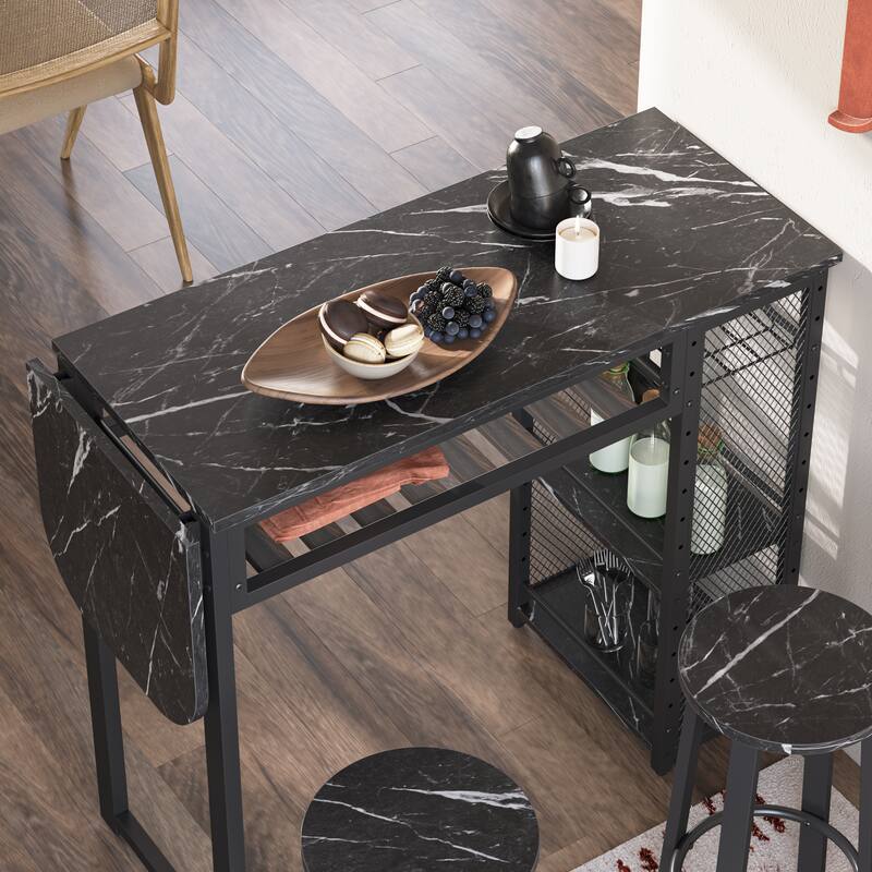 3 Pieces Bar Pub Table Set with Two Stools
