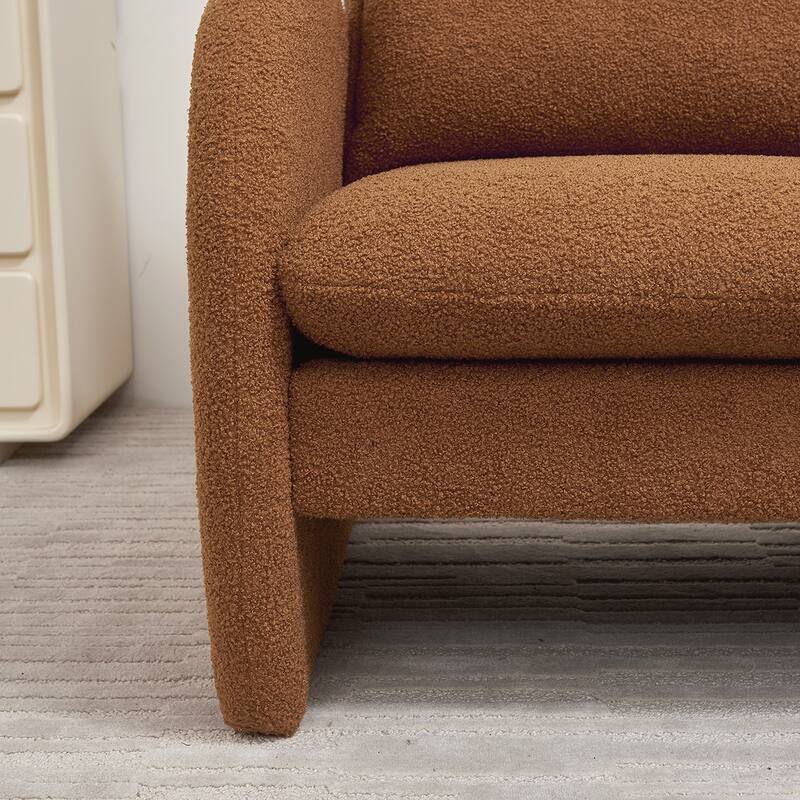 Lamb Fabric Accent Chair With Solid Wood Frame