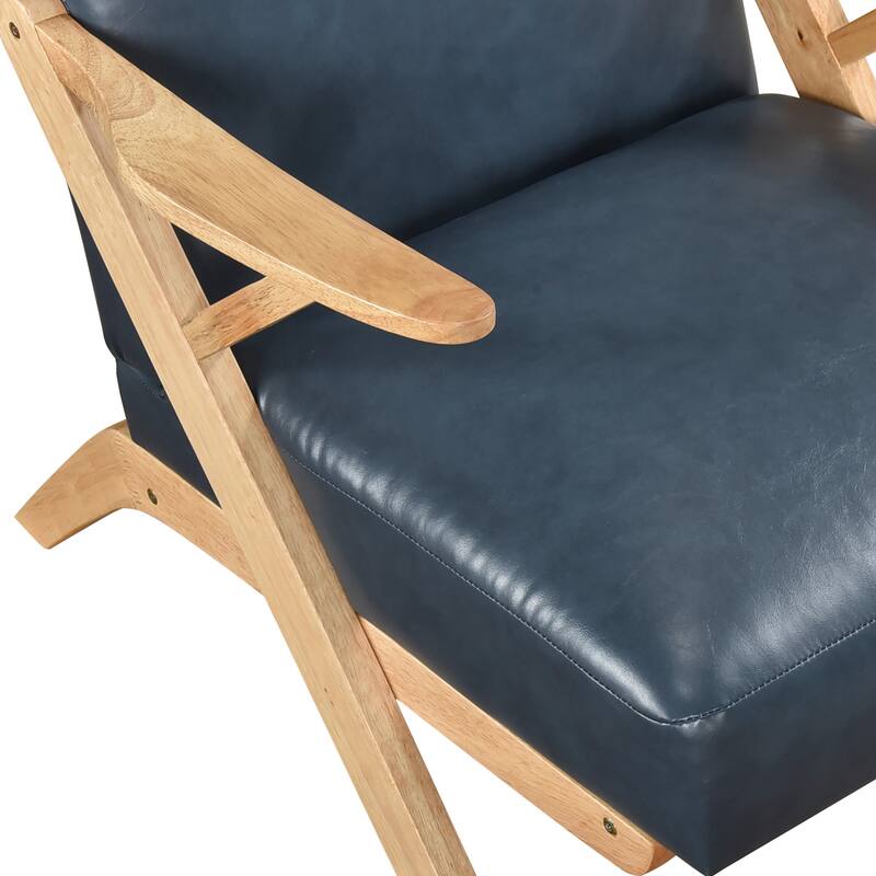 Rhys 26.5" Faux Leather Accent Chair - Solid Rubberwood Frame