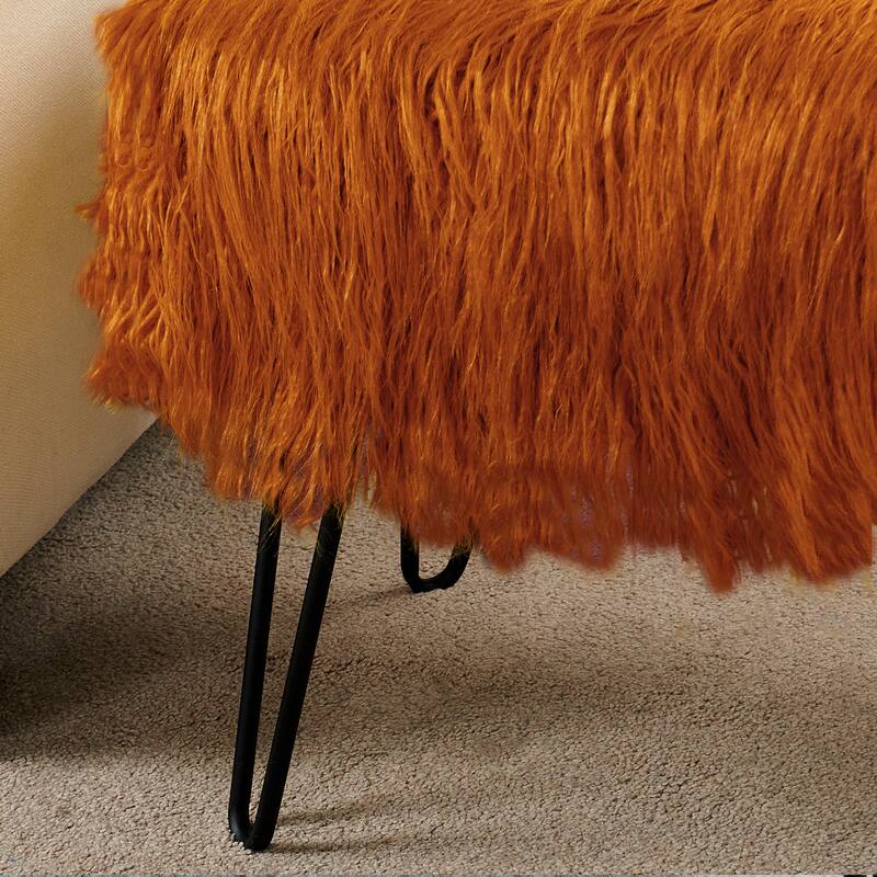 Mongolian Fauxfur Ottoman