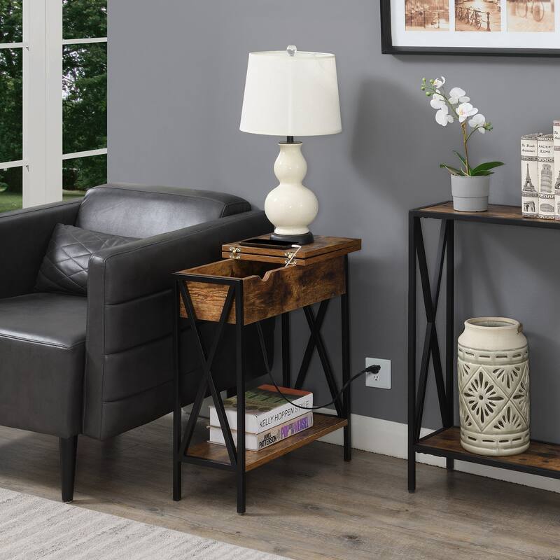 Carbon Loft Ehrlich Flip-top End Table with Charging Station - Barnwood