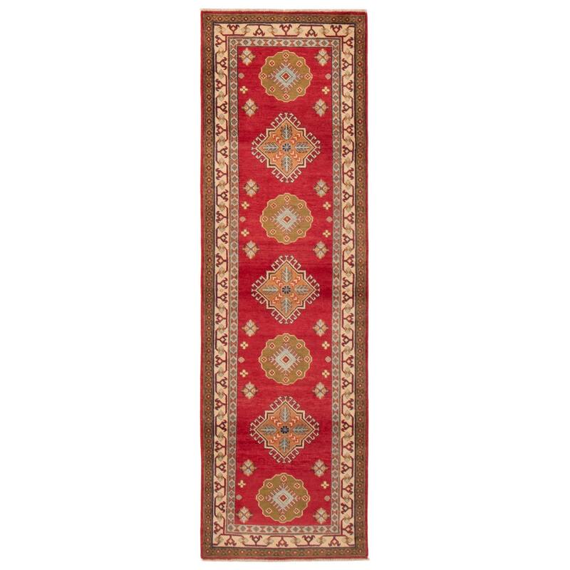 ECARPETGALLERY Hand-knotted Finest Ghazni Red Wool Rug - 2'10 x 9'6 - Red - 2'10 x 9'6