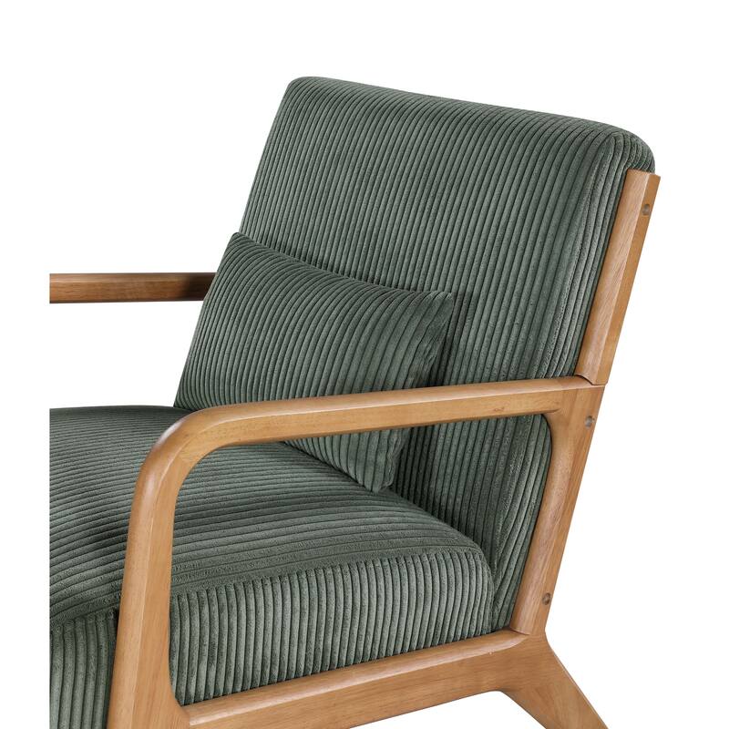 Elegance Wooden Corduroy Lounge Chair