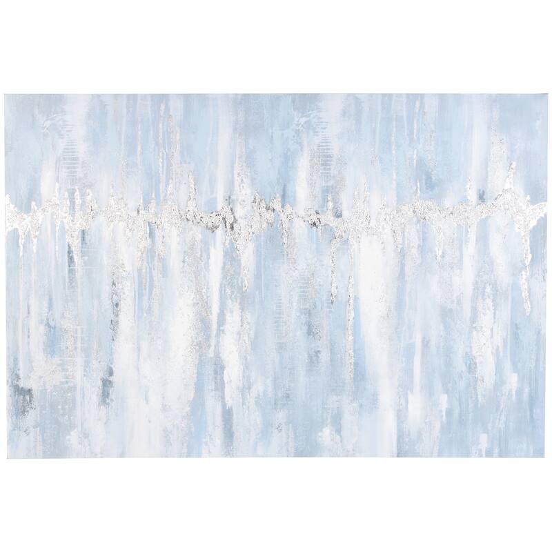 Light Blue Wood Abstract Decorative Wall Art with Silver Details