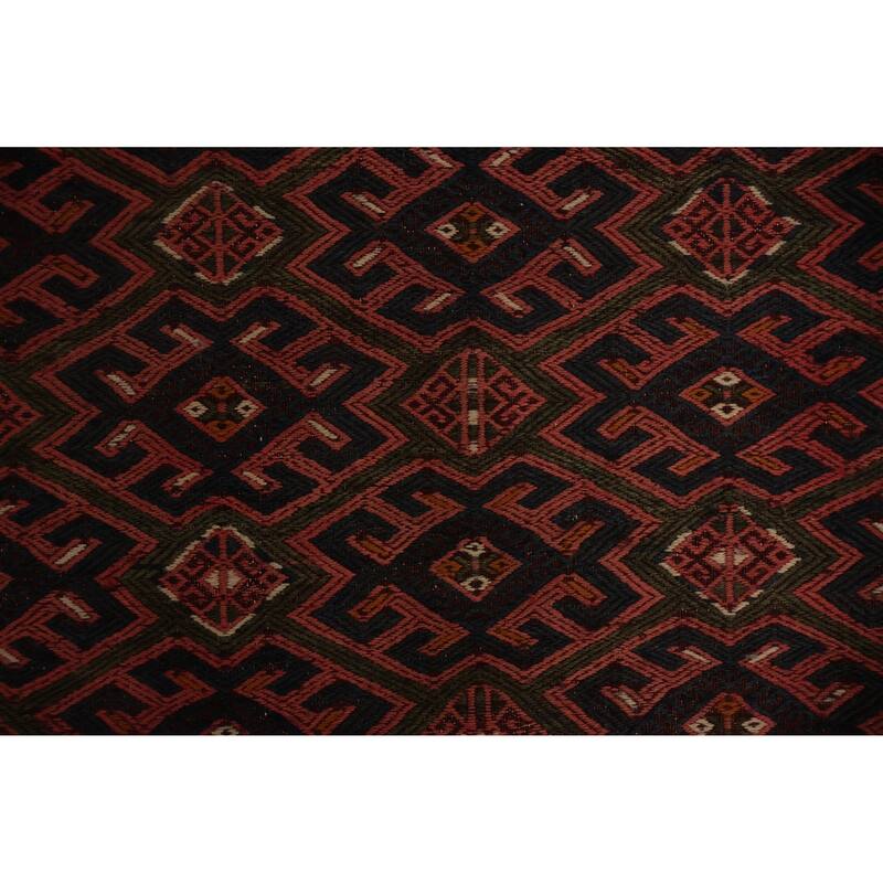 Hand Knotted Oriental 100% Wool Carpet Traditional All-Over Red Sumak Area Rug - 10' 7'' X 6' 9''